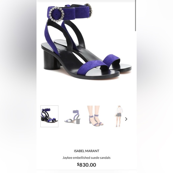 Isabel Marant Jaykee Embellished Suede Sandals in light gray. Size 39/ US 8.5-9 - Picture 4 of 8